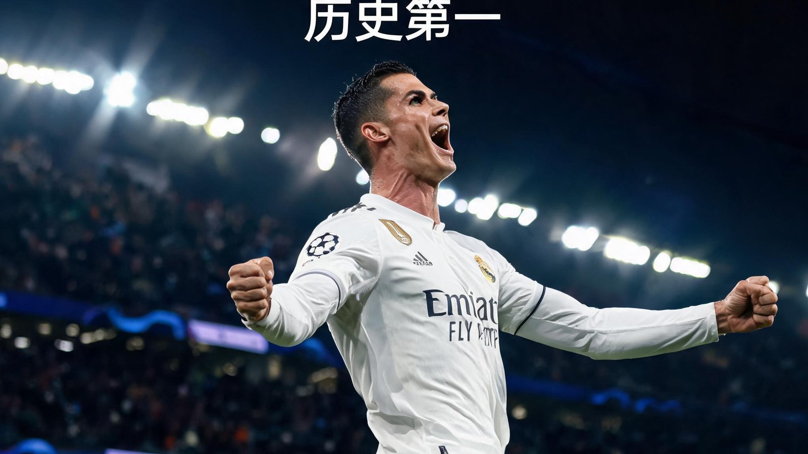 C罗在欧冠历史上共打入140球，位居第一，图片为他的标志性庆祝动作